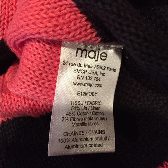 Maje Pink/Gold/Black Striped Sweater, Like New - Picture 5 of 5